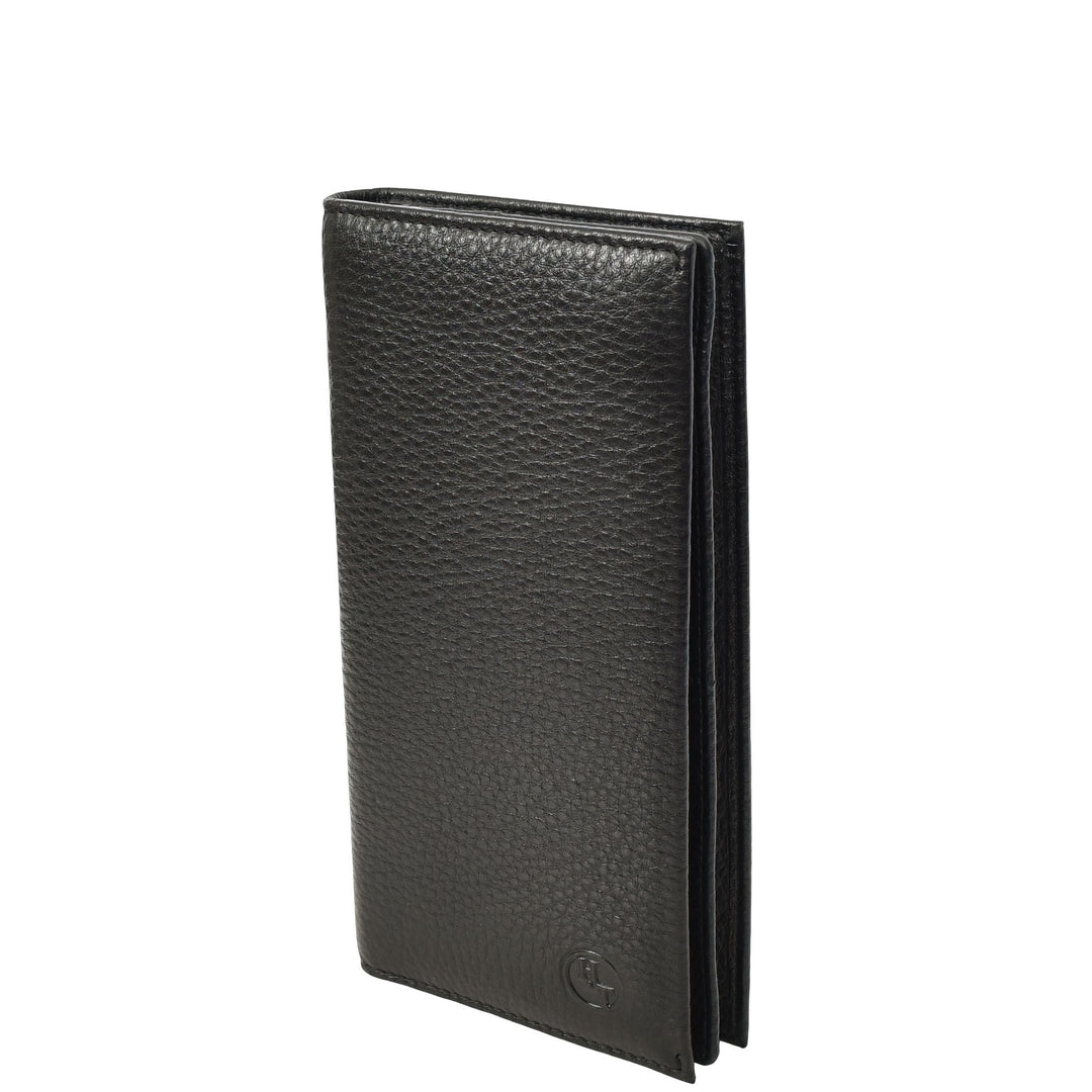 Mens Real Leather Breast Wallet Magnetic Closure Multi Card Velzo Black