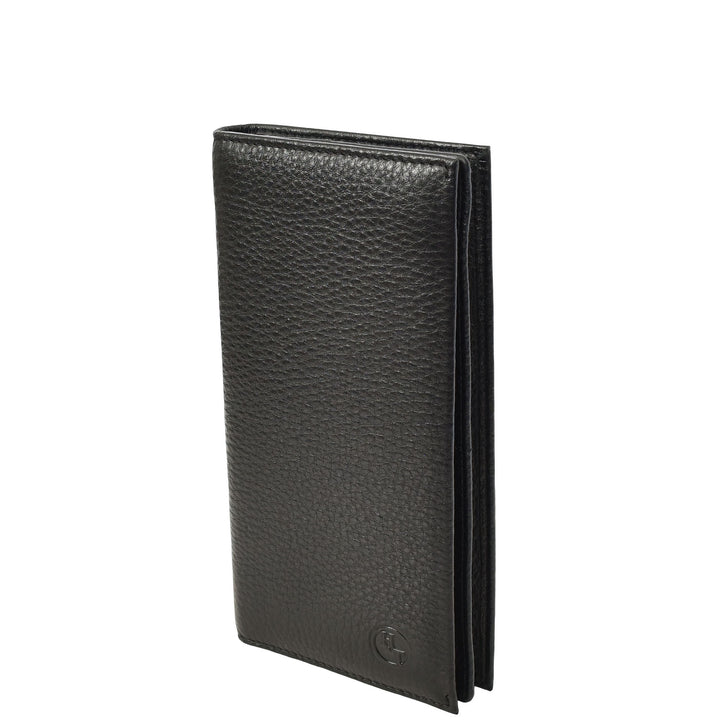 Mens Real Leather Breast Wallet Magnetic Closure Multi Card Velzo Black