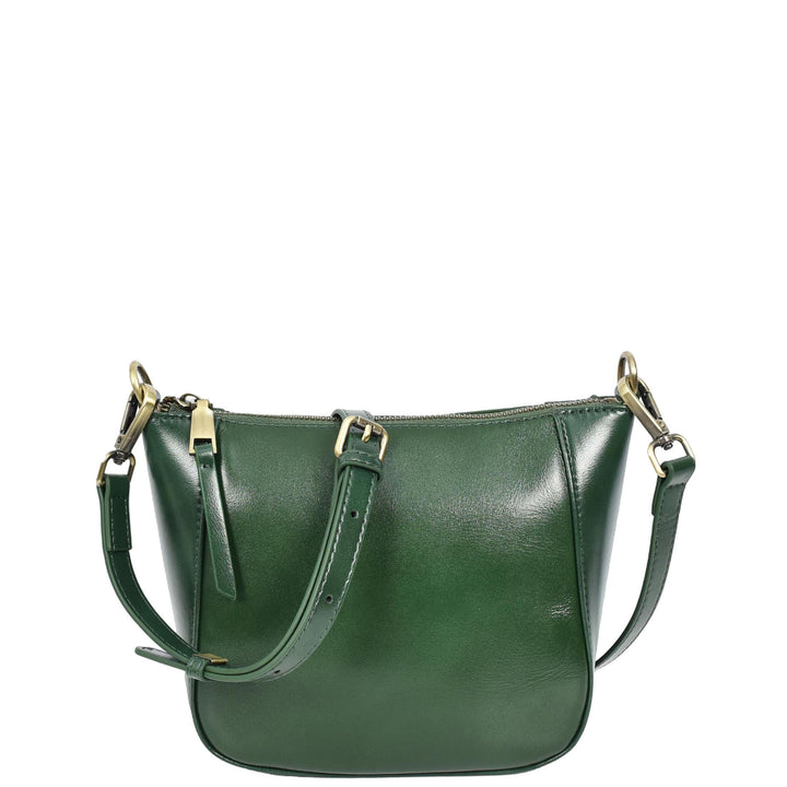 Womens Real Leather Cross Body Bag Small Size Sling Pouch Catherine Green