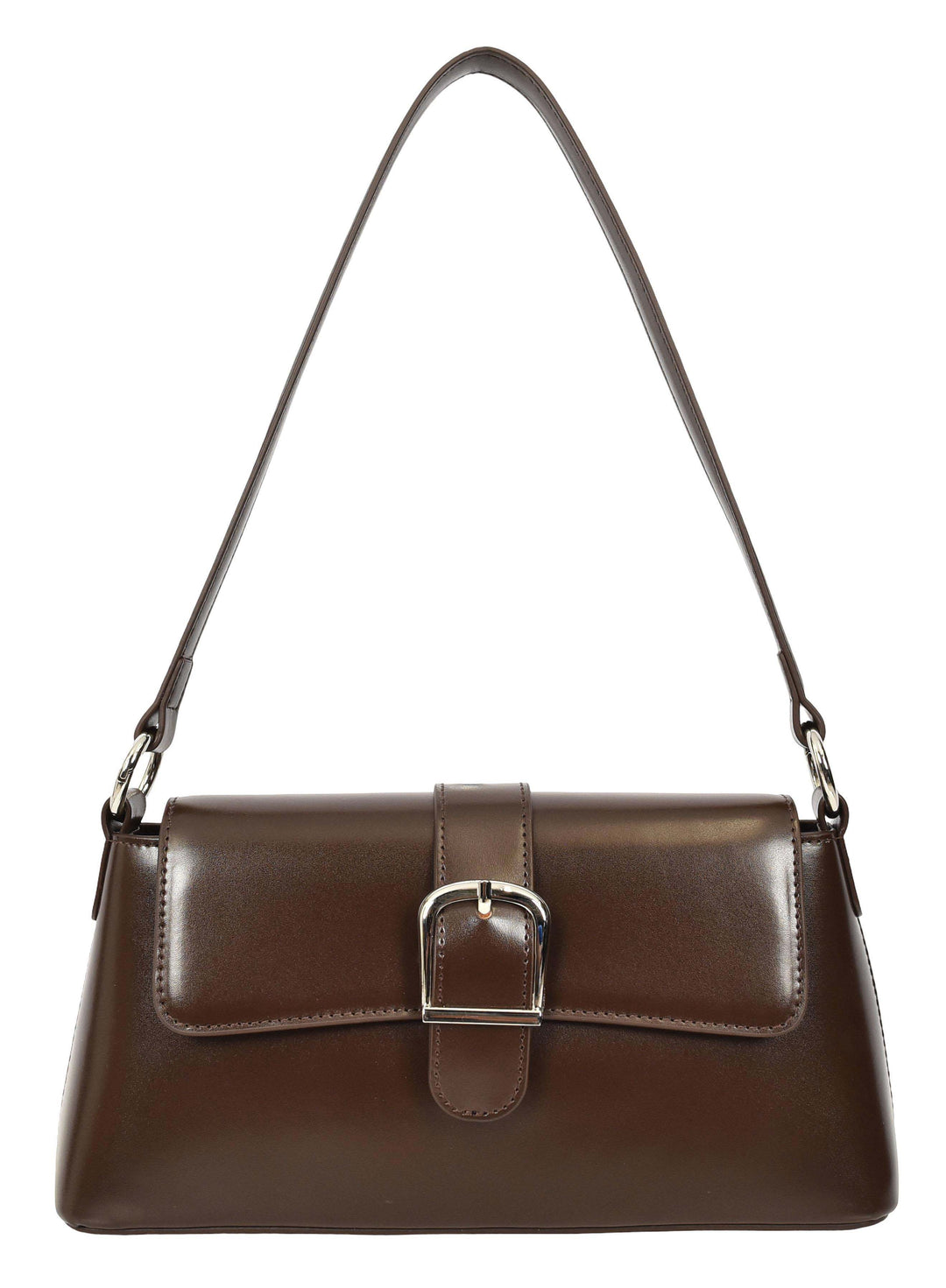Women's Glazed Leather Small Handbag 2-in-1 Style Xyla Brown