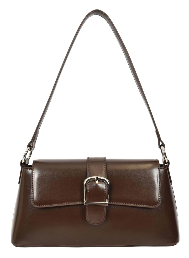 Women's Glazed Leather Small Handbag 2-in-1 Style Xyla Brown