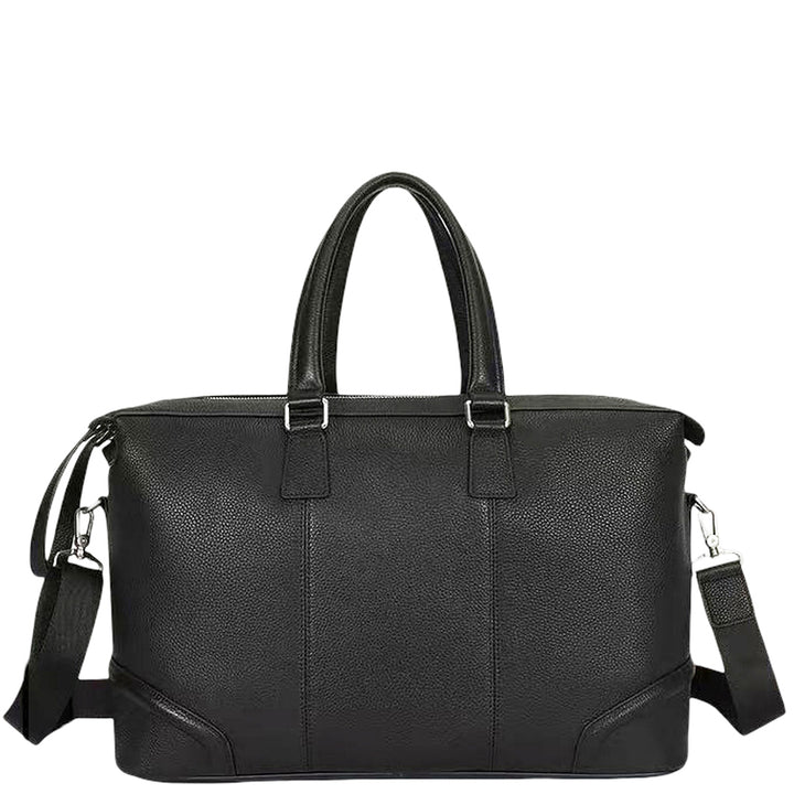 Real Leather Holdall Travel Duffle Weekender Bag Cabin Size Braylen Black