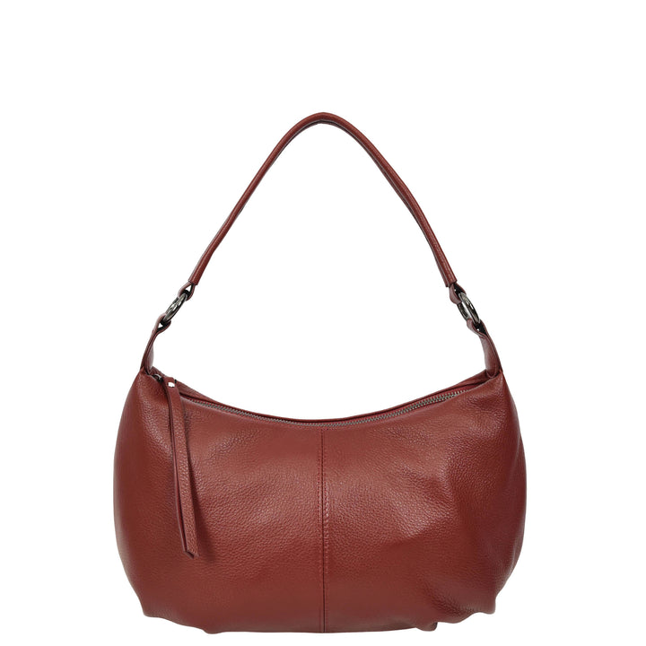 Womens Real Leather Shoulder Bag 2-in-1 Cross Body Casual Style Hobo Callie Red