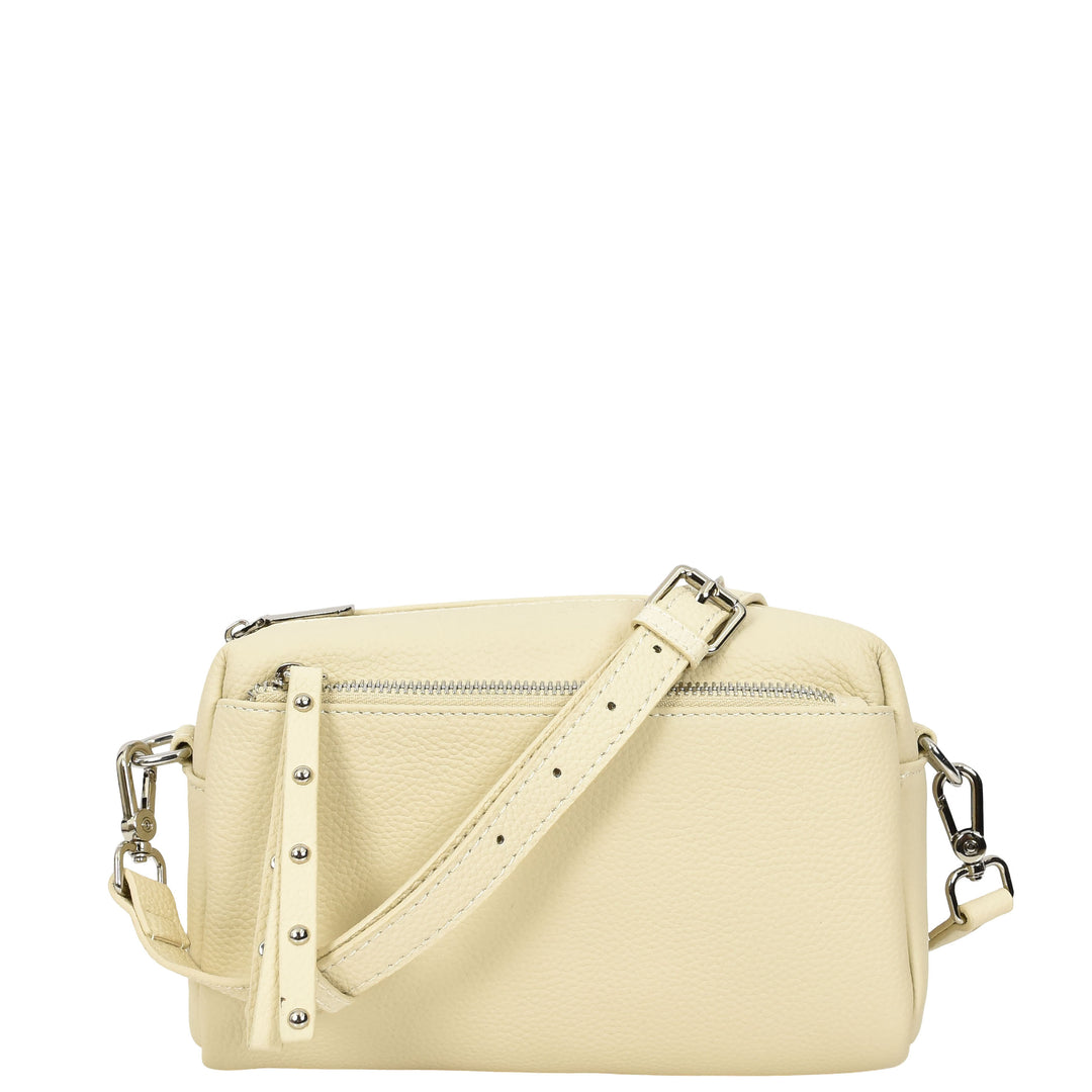 Womens Real Leather Small Shoulder Crossbody Bag Casual Pouch Zeno Off White