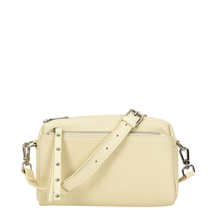Womens Real Leather Small Shoulder Crossbody Bag Casual Pouch Zeno Off White