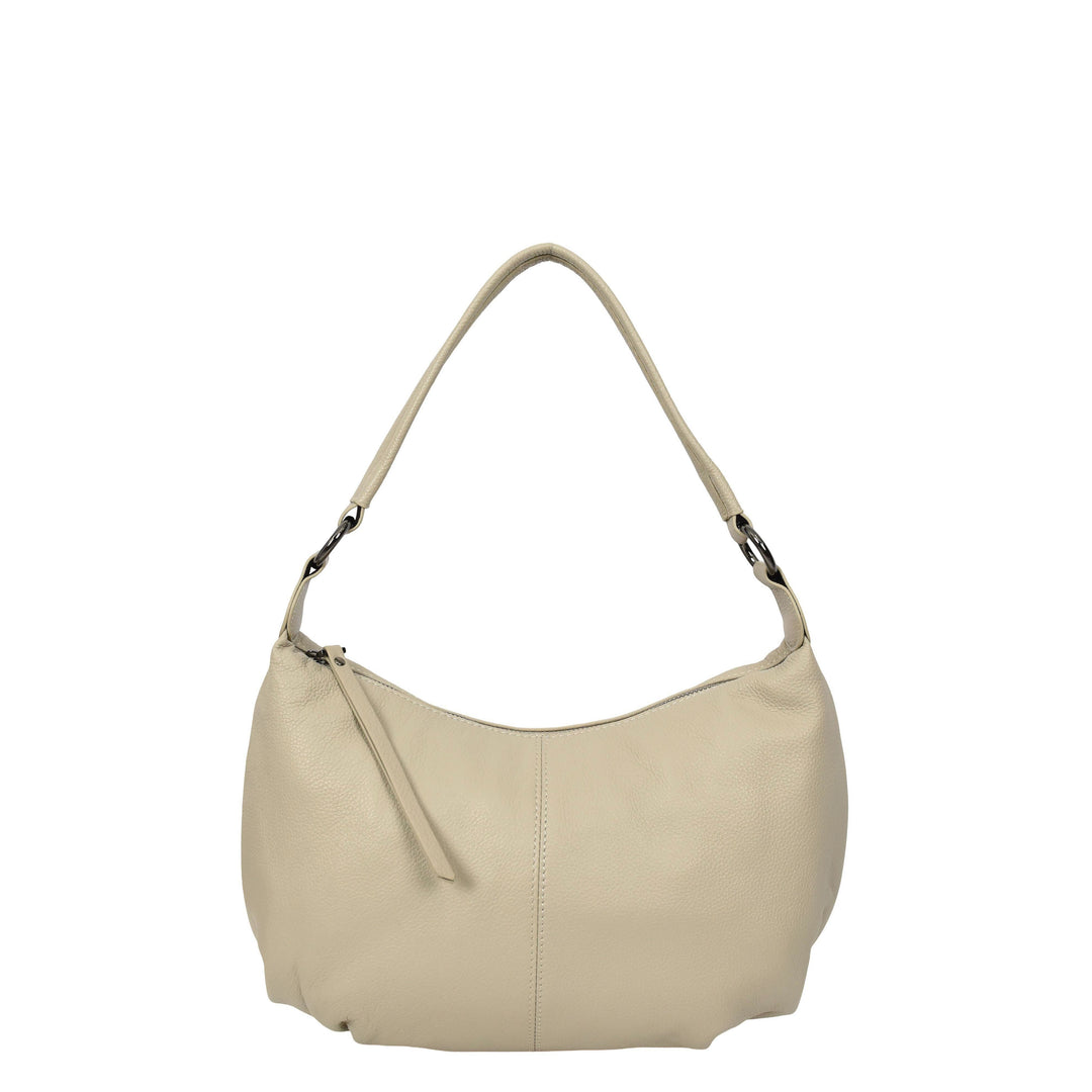 Womens Real Leather Shoulder Bag 2-in-1 Cross Body Casual Style Hobo Callie Taupe