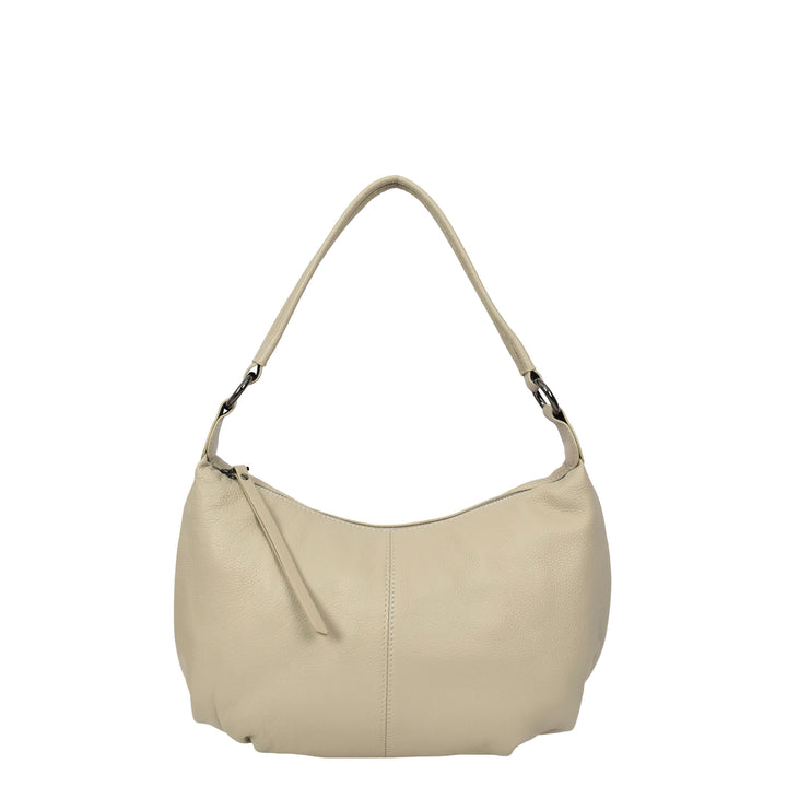 Womens Real Leather Shoulder Bag 2-in-1 Cross Body Casual Style Hobo Callie Taupe