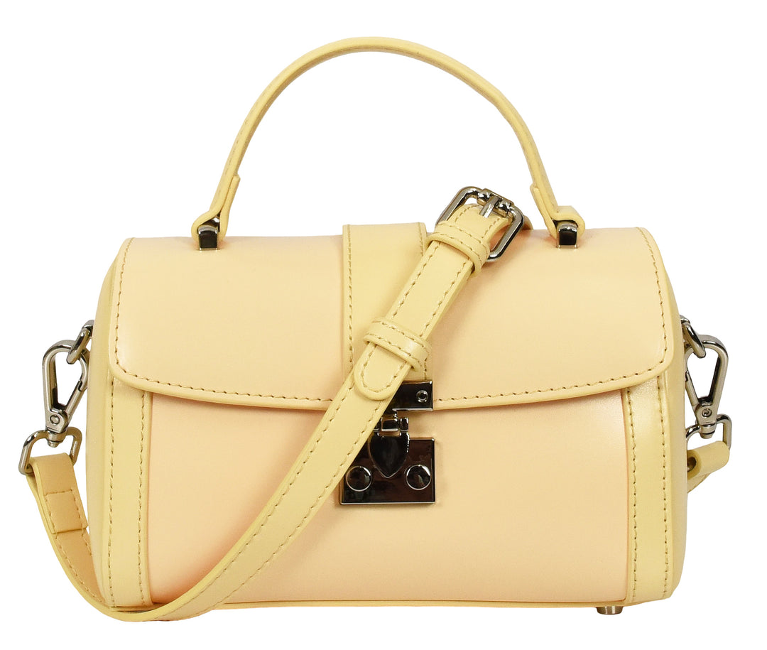 Women's Glazed Leather Handbag Mini Size Fashion Bag Top Handle HOL2613 Yellow