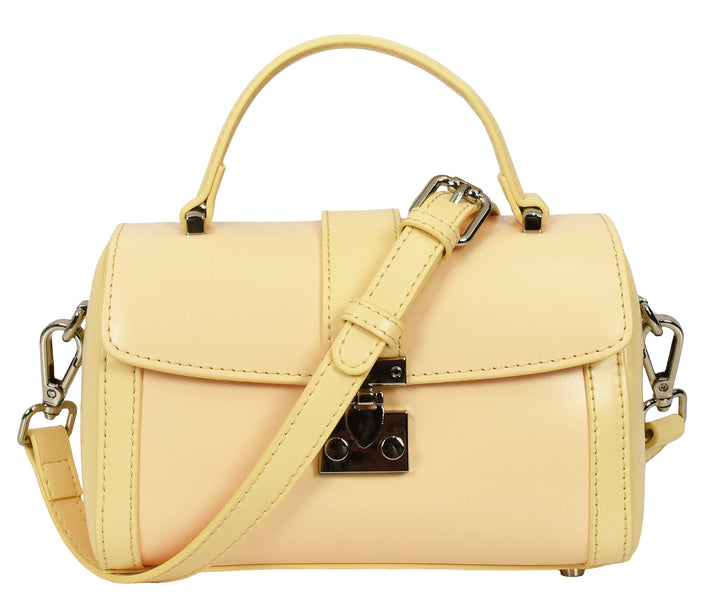 Women's Glazed Leather Handbag Mini Size Fashion Bag Top Handle HOL2613 Yellow