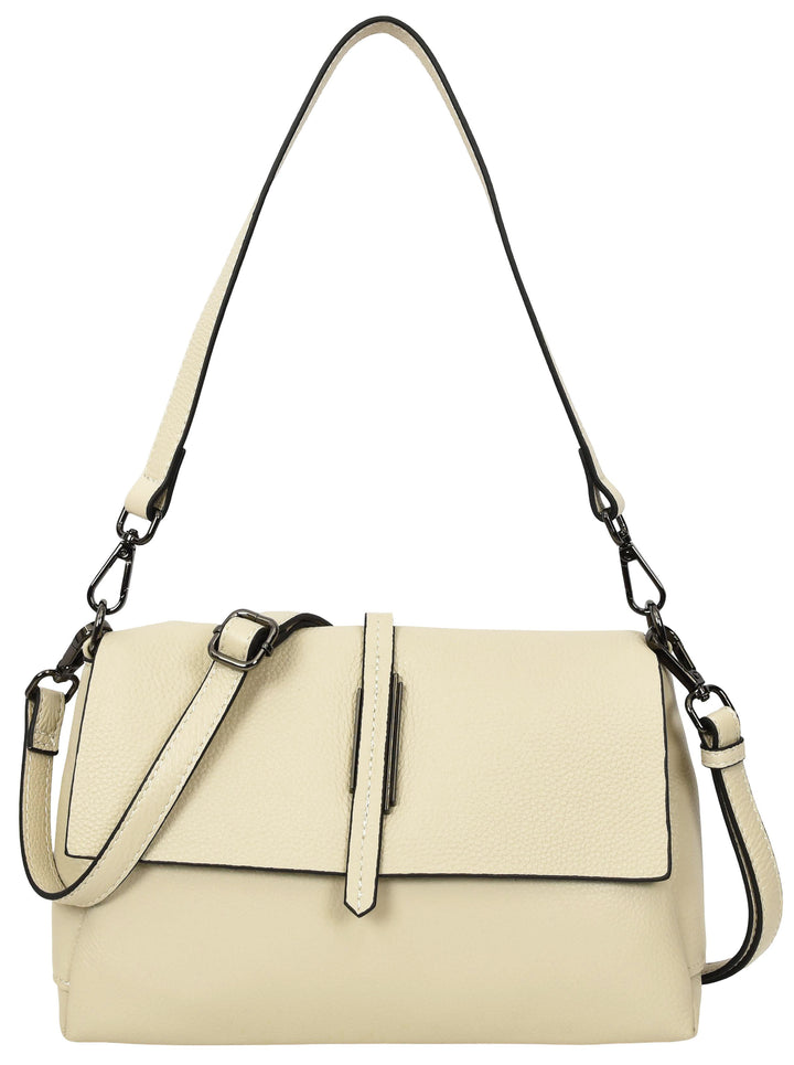 Women's Premium Leather Shoulder Bag 2-in-1 Style Handbag  Zelia Off-White