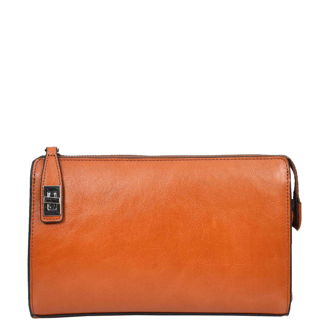 Mens Real Leather Large Size Wrist Bag Goma Tan House of Leather