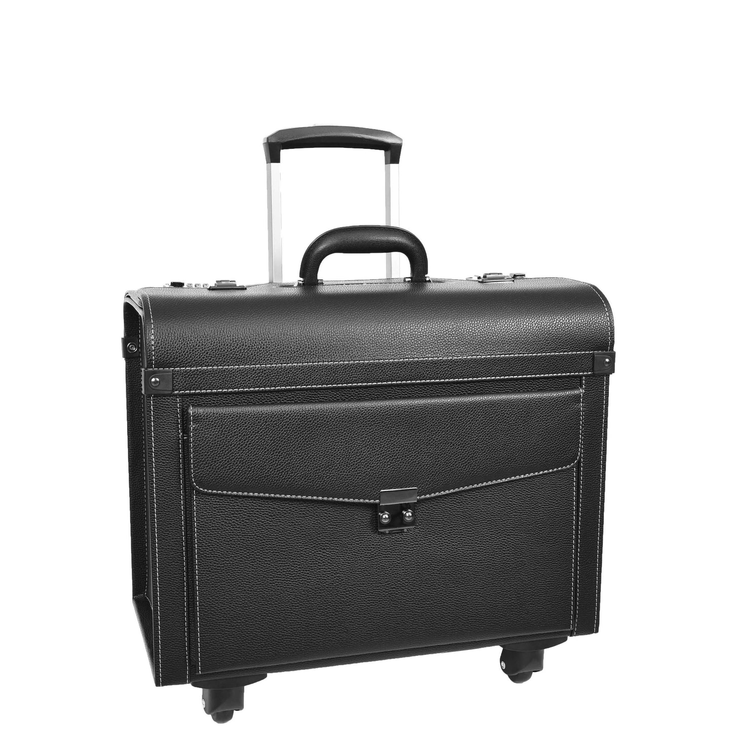 Four Wheel Pilot Case Faux Leather Cabin Bag Commander Black-1