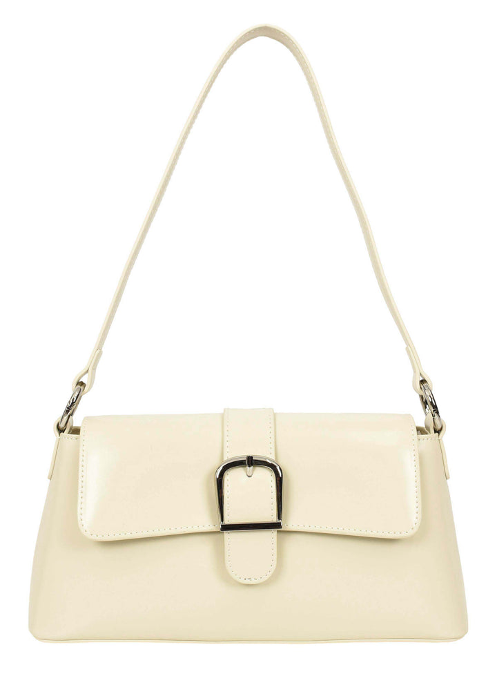 Women's Glazed Leather Small Handbag 2-in-1 Style Xyla Off-White