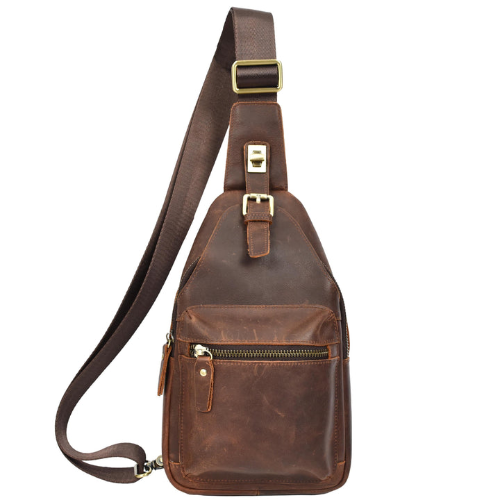 Real Leather Cross Body Chest Bag Phoenix Rust Brown-1