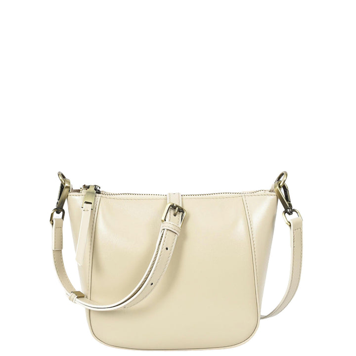 Womens Real Leather Cross Body Bag Small Size Sling Pouch Catherine White