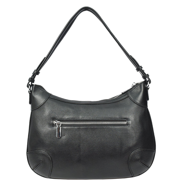 Womens Real Leather Shoulder Bag Classic Cross Body Design Josephine Black