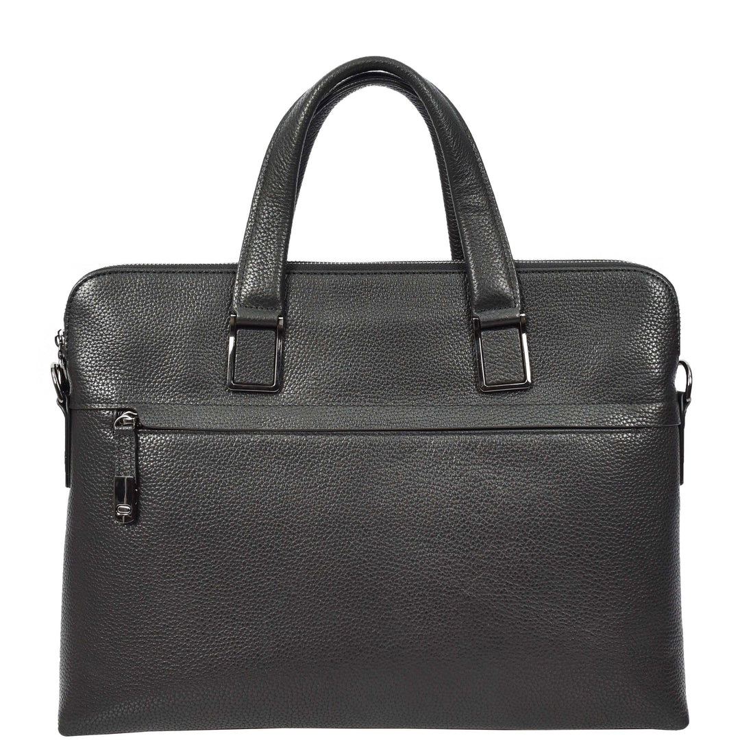 Genuine Leather CrossBody Briefcase Business Office Shoulder Bag Vence Black