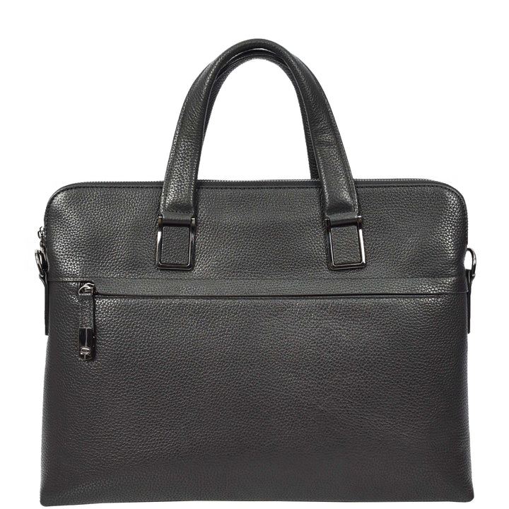 Genuine Leather CrossBody Briefcase Business Office Shoulder Bag Vence Black