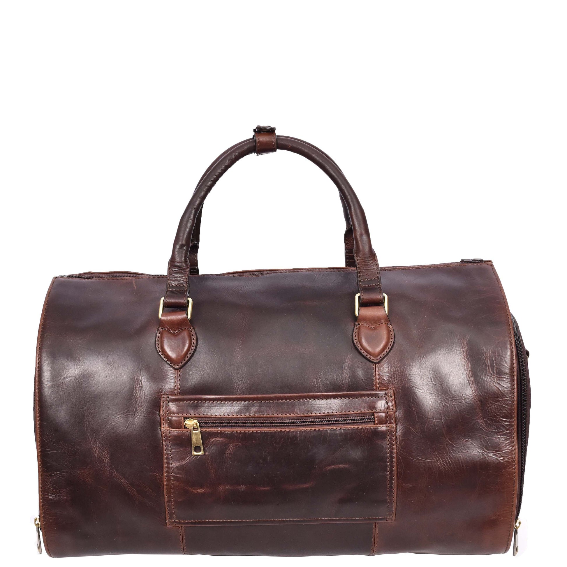 Real Leather Garment Suit Carrier 2-in-1 Holdall Duffel Travel Bag Ludlow Brown-2