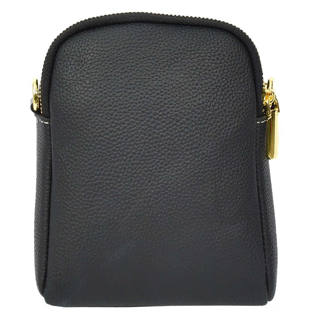 Women's Real Leather Cross Body Bag Small Size Sling Pouch Elizabeth Black-2