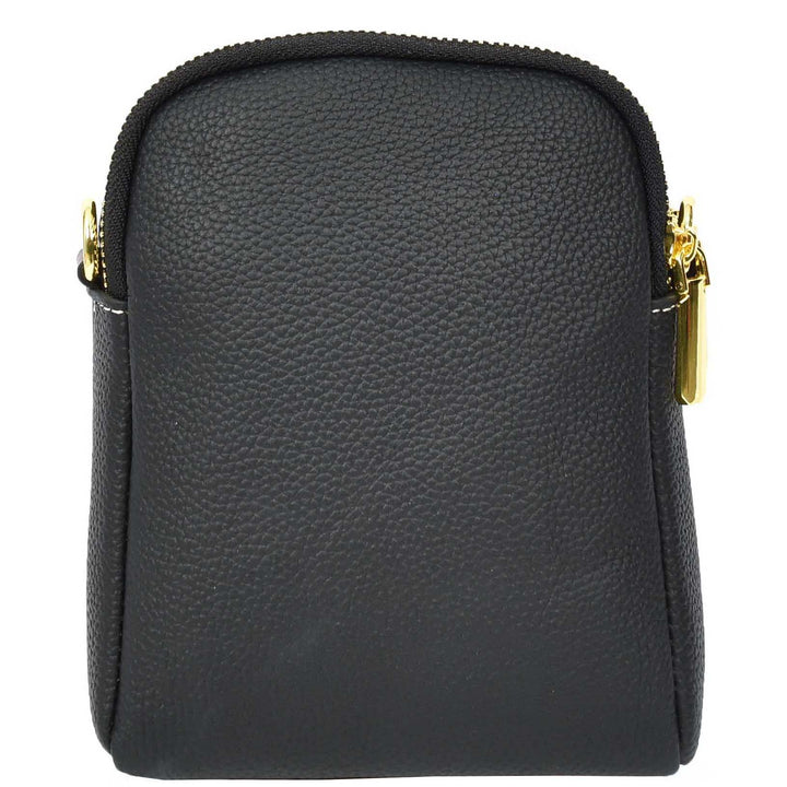 Women's Real Leather Cross Body Bag Small Size Sling Pouch Elizabeth Black-2