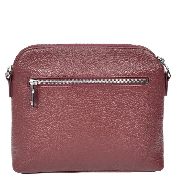 Womens Real Leather Cross Body Bag Classic Sling Style Skye Burgundy