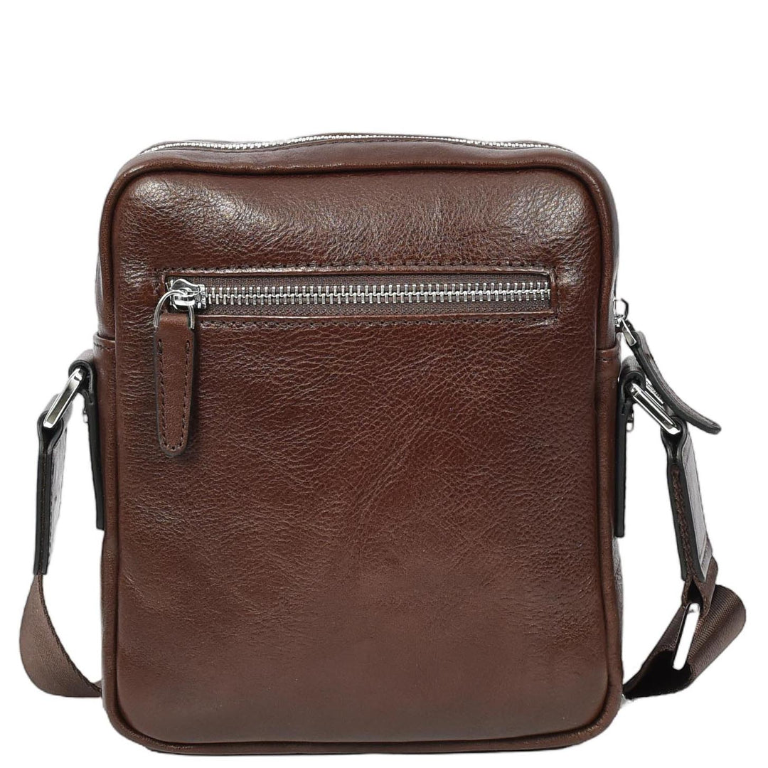 Mens Real Leather Cross Body Bag Small Size Travel Pouch Malmo Brown-2