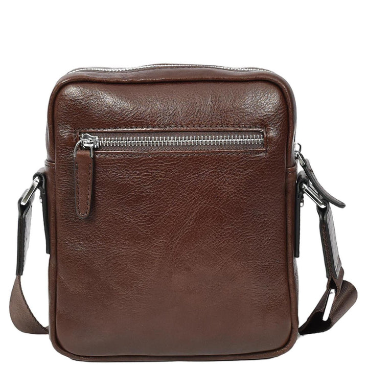 Mens Real Leather Cross Body Bag Small Size Travel Pouch Malmo Brown-2