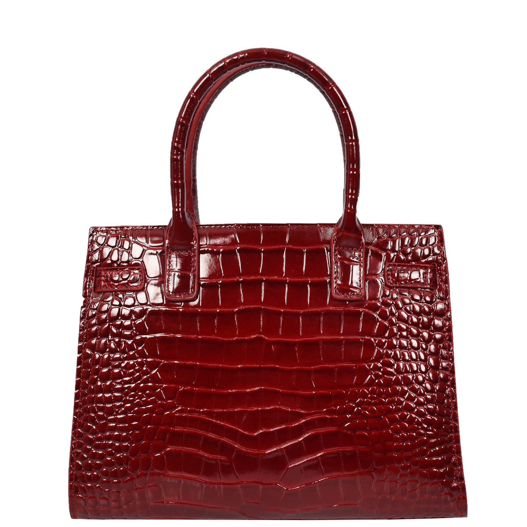 Women Real Leather Handbag Mid Size Organiser Top-Handle Handbag Noelle Red-2