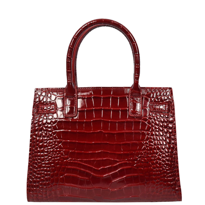 Women Real Leather Handbag Mid Size Organiser Top-Handle Handbag Noelle Red-2