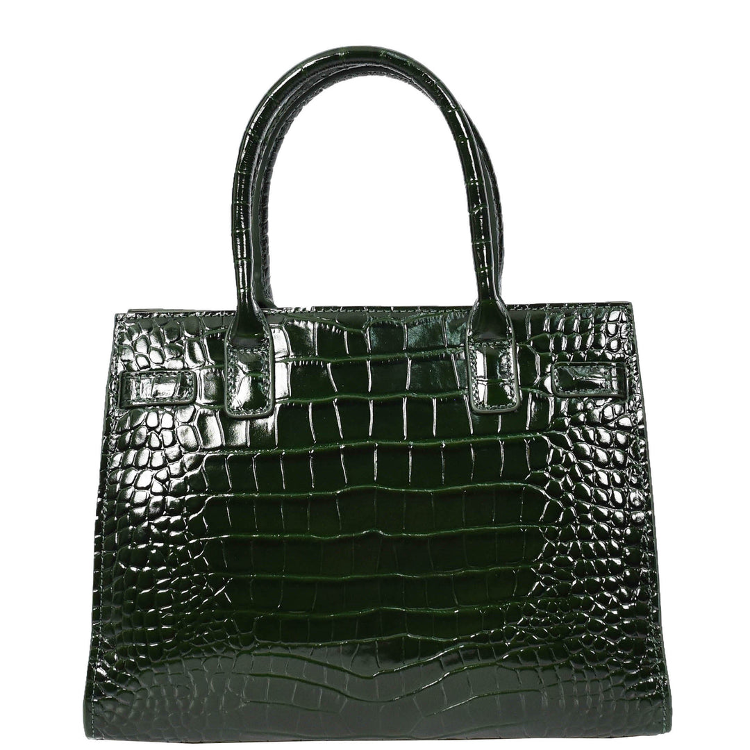 Women Real Leather Handbag Mid Size Organiser Top-Handle Handbag Noelle Green-2