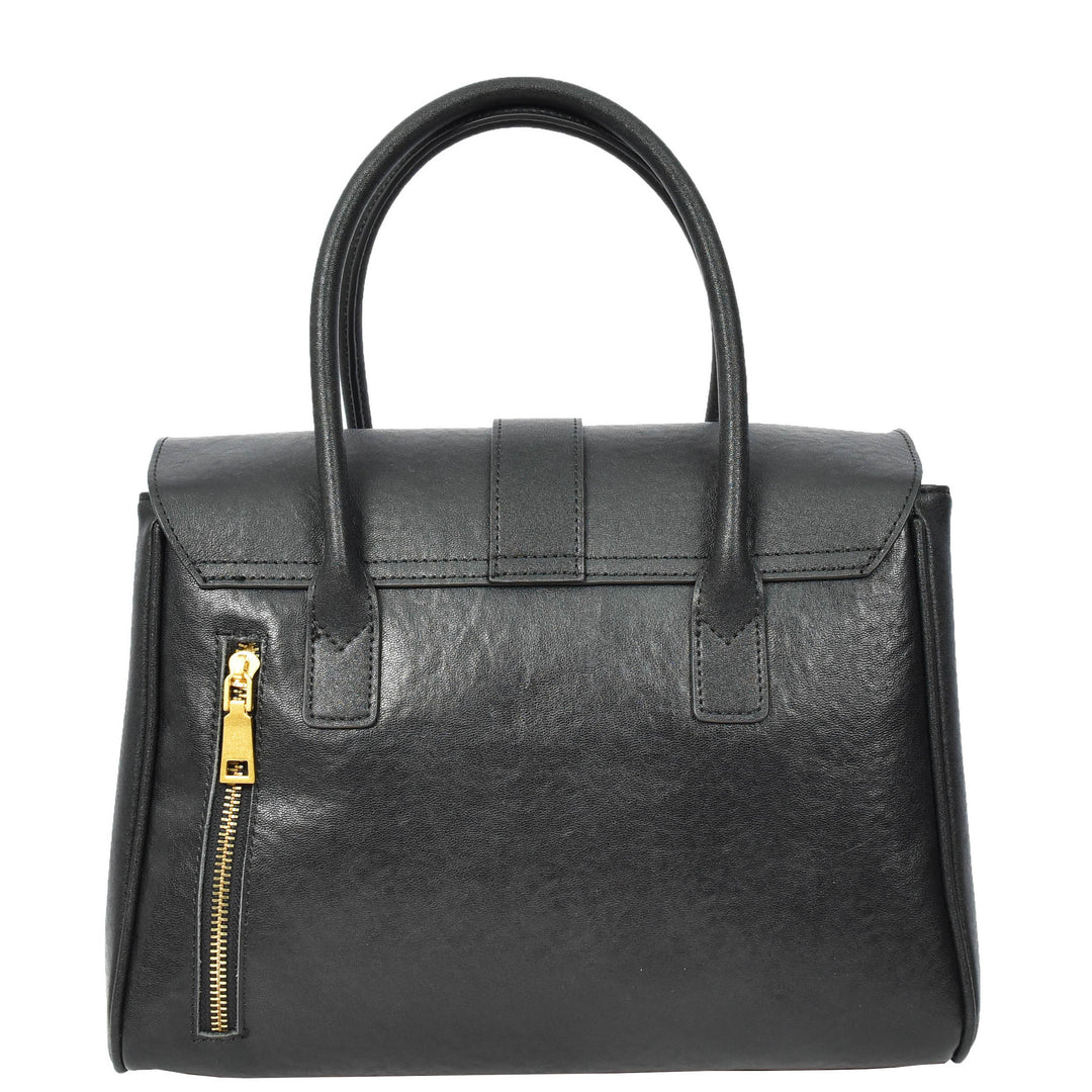 Women's Real Leather Shoulder Bag Large Size Classic Style Tacoma Black-2