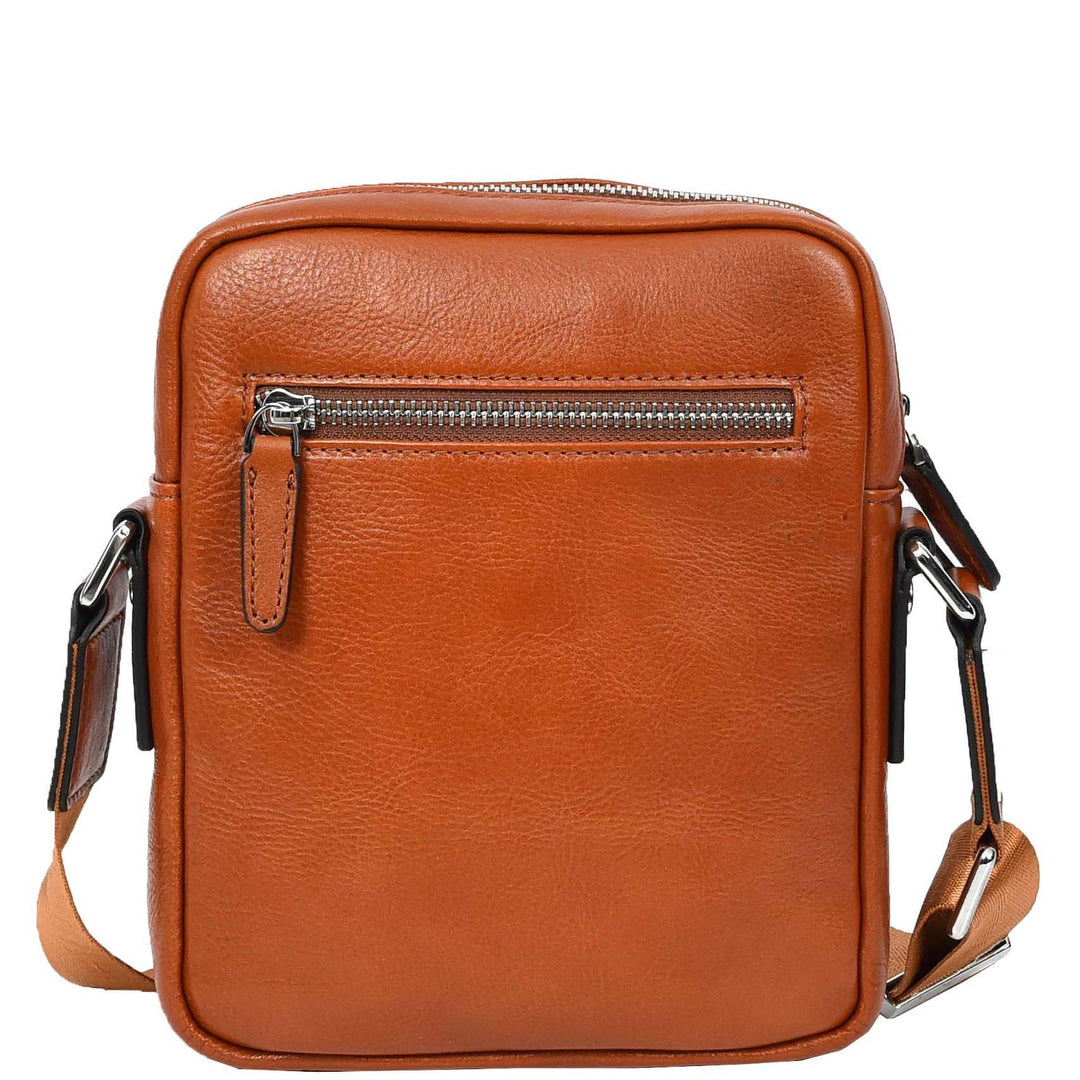 Mens Real Leather Cross Body Bag Small Size Travel Pouch Malmo Tan-2