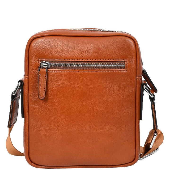 Mens Real Leather Cross Body Bag Small Size Travel Pouch Malmo Tan-2