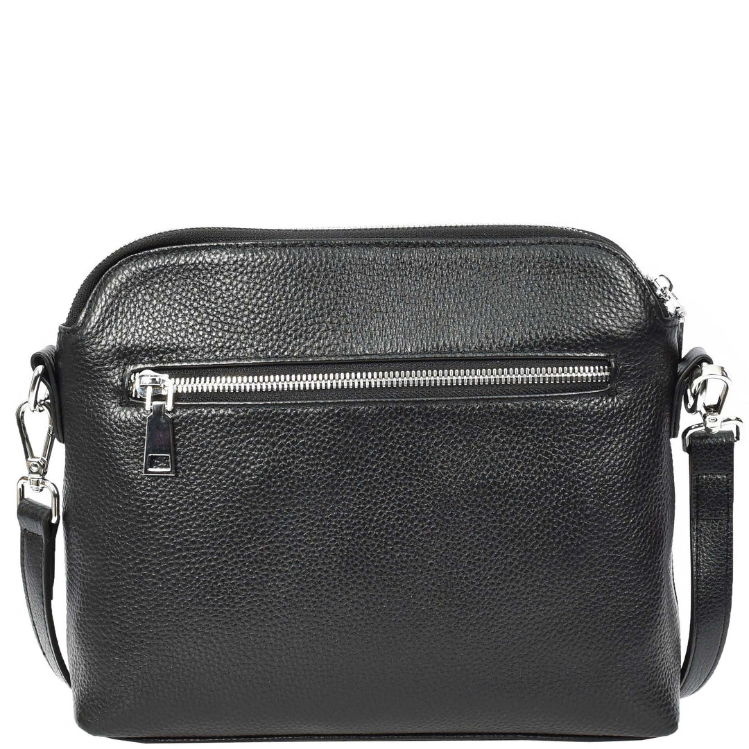 Womens Real Leather Cross Body Bag Classic Sling Style Skye Black-2