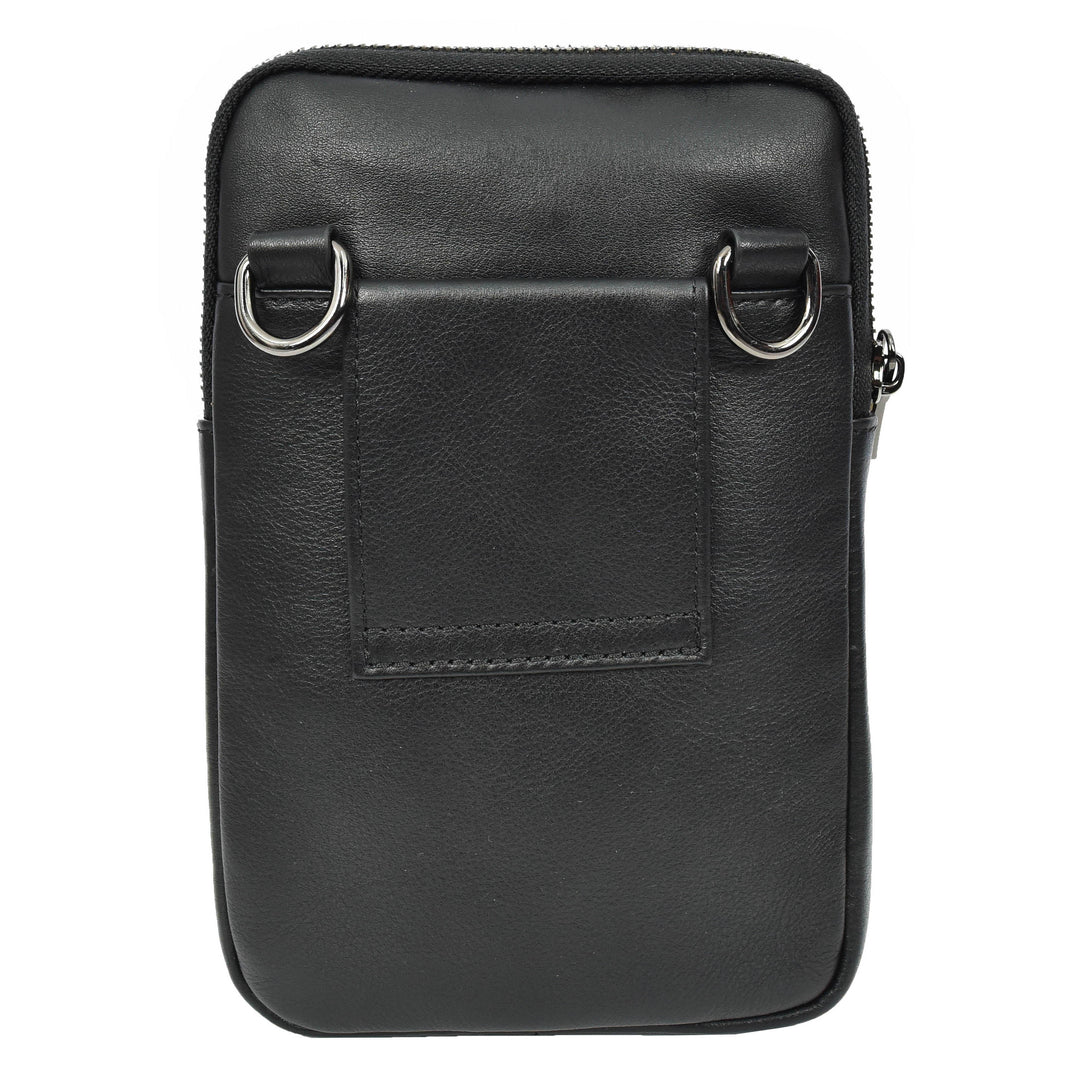 Mens Genuine Leather Wrist Bag Multi-Pockets Money Travel Organiser Pouch Dinan Black
