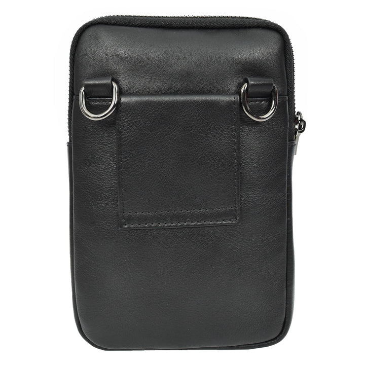 Mens Genuine Leather Wrist Bag Multi-Pockets Money Travel Organiser Pouch Dinan Black
