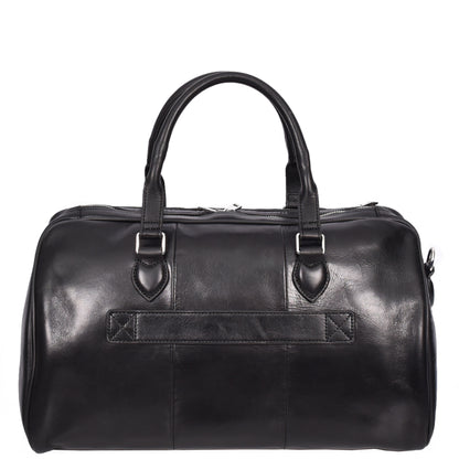 Real Leather Holdall Weekend Carry-on Cabin Size Travel Duffle Bag Cornwall Black-2