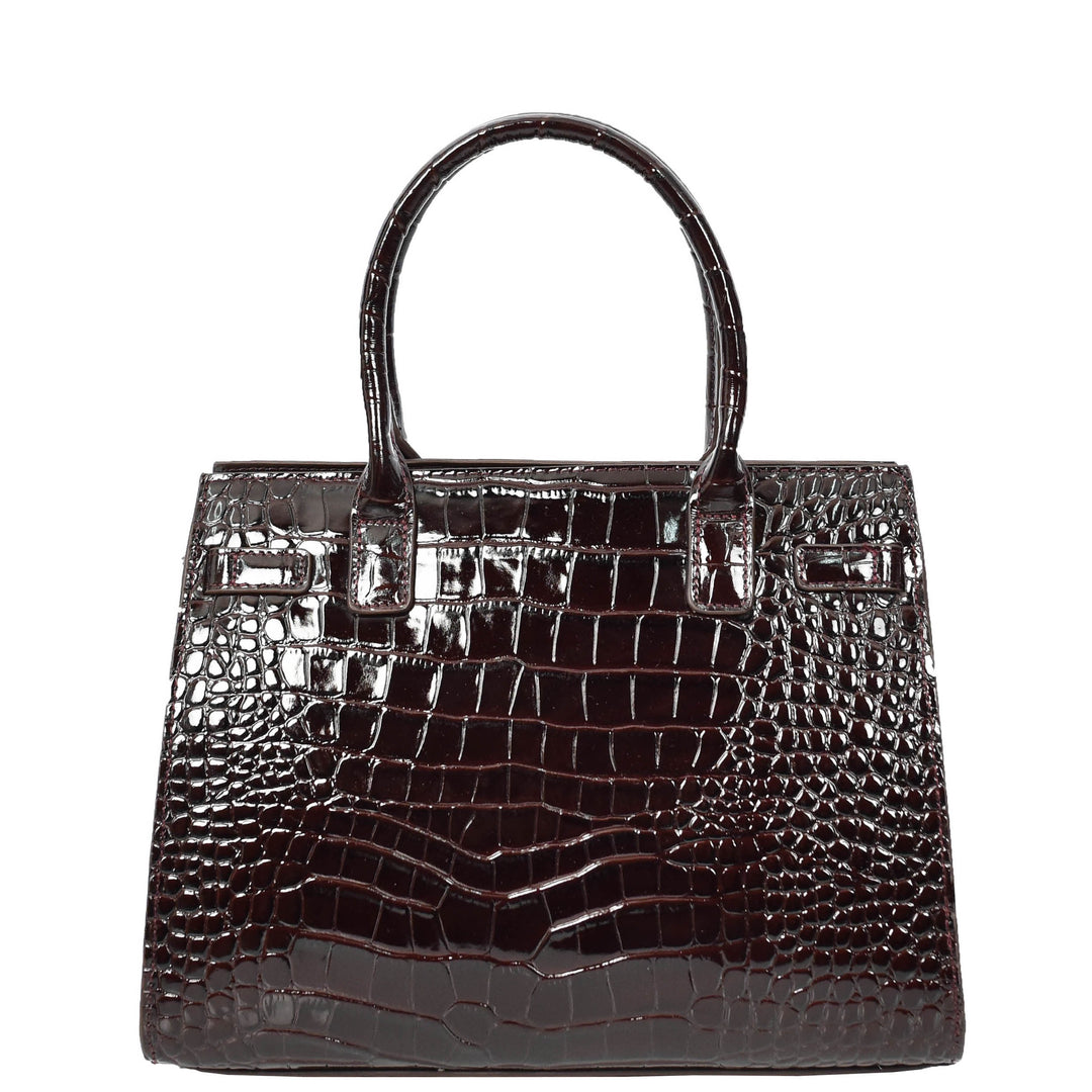 Women Real Leather Handbag Mid Size Organiser Top-Handle Handbag Noelle Brown-2