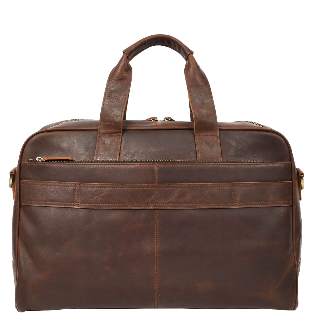 Genuine Leather Holdall Mid Size Weekend Overnight Travel Bag Kigali Rust Brown