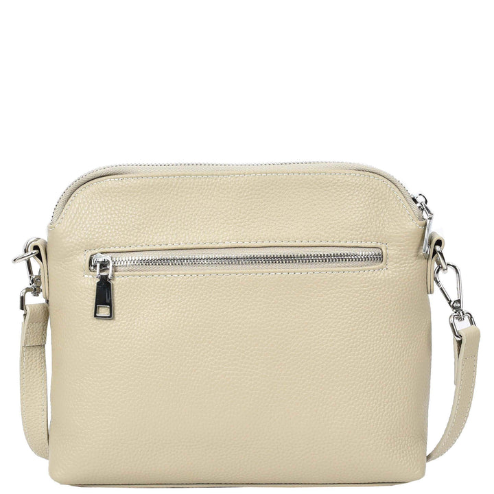 Womens Real Leather Cross Body Bag Classic Sling Style Skye Taupe-2