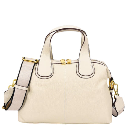 Womens Real Leather Handbag Small Cross Body Shoulder Bag Dahlia Off White-4