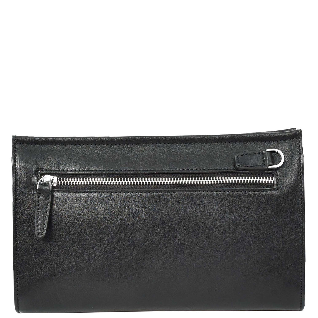 Mens Real Leather Wrist Bag Organiser Cross Body Style Suva Black-2