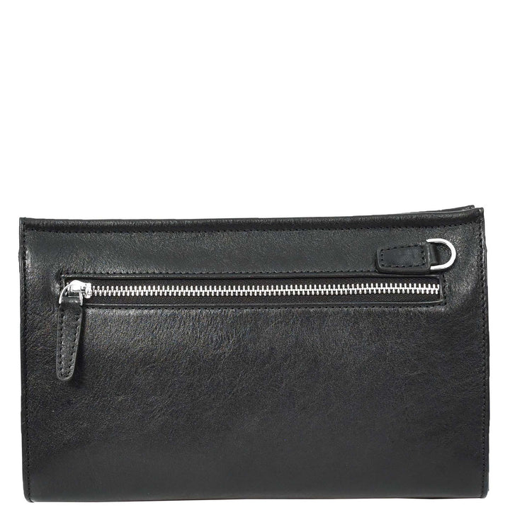 Mens Real Leather Wrist Bag Organiser Cross Body Style Suva Black-2