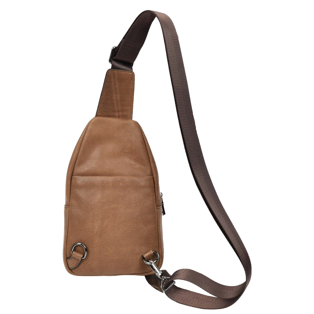Real Leather Cross Body Chest Bag Phoenix Tan Brown