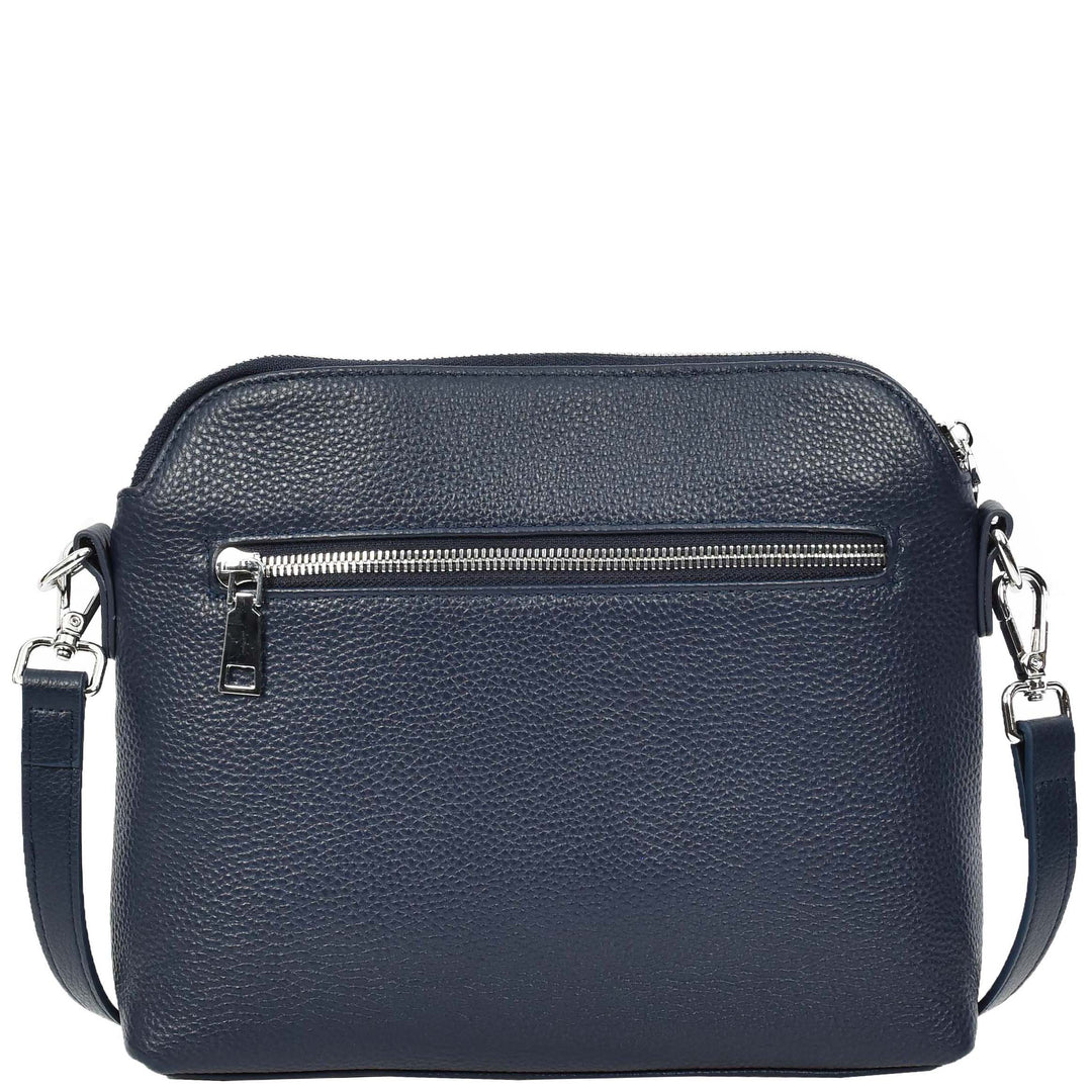 Womens Real Leather Cross Body Bag Classic Sling Style Skye Navy-2