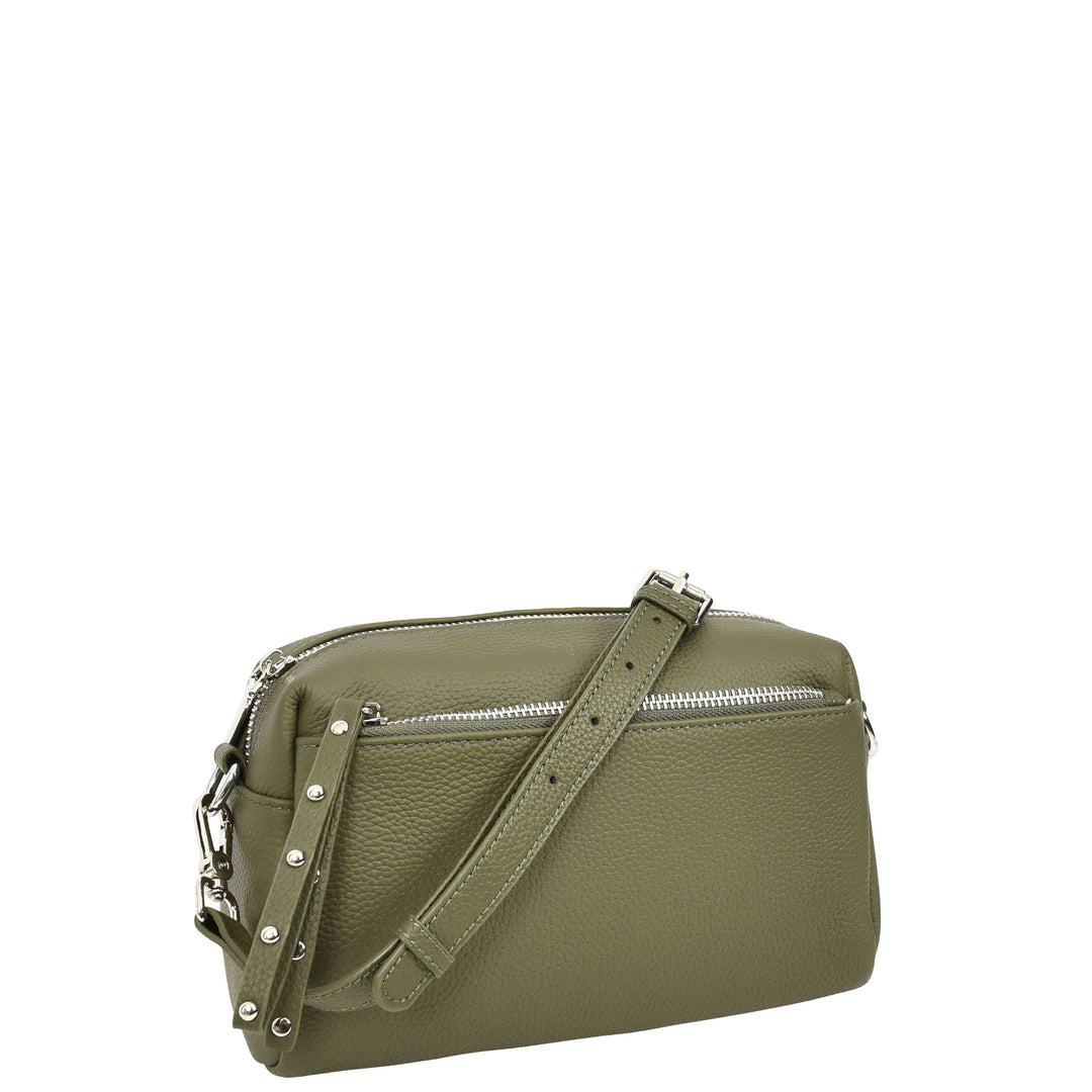 Womens Real Leather Small Shoulder Crossbody Bag Casual Pouch Zeno Green