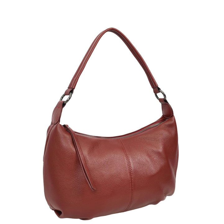 Womens Real Leather Shoulder Bag 2-in-1 Cross Body Casual Style Hobo Callie Red