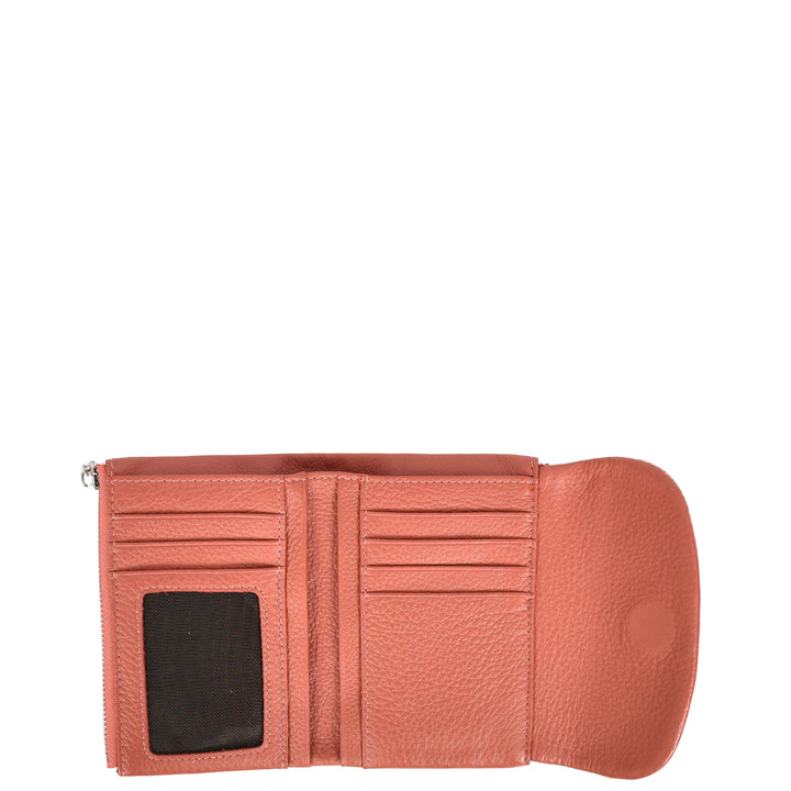 Womens Real Leather Purse Snake-Print Clutch Wallet HOL8833 Coral