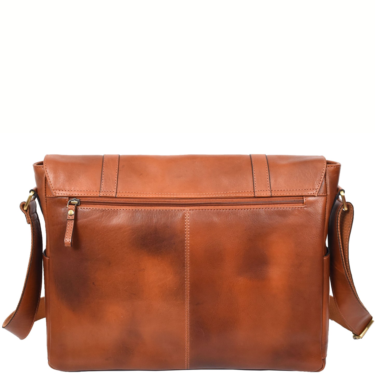 Mens Leather Cross Body Messenger Bag Classic Monza Tan 2